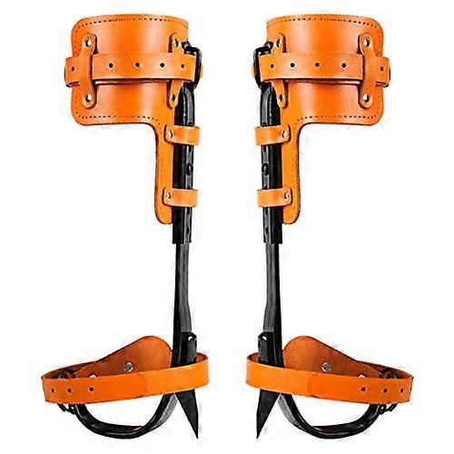 Tree Climbing Spurs, Portable Climbing Spikes With Cattle Hide Leggings Straps, NonSlip Pedals For Safe Tree Climbing