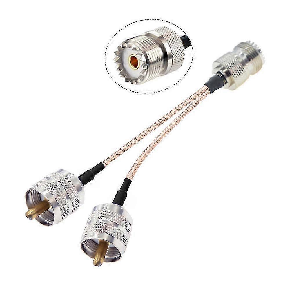 UHF coupler cable for CB radio with dual male outputs