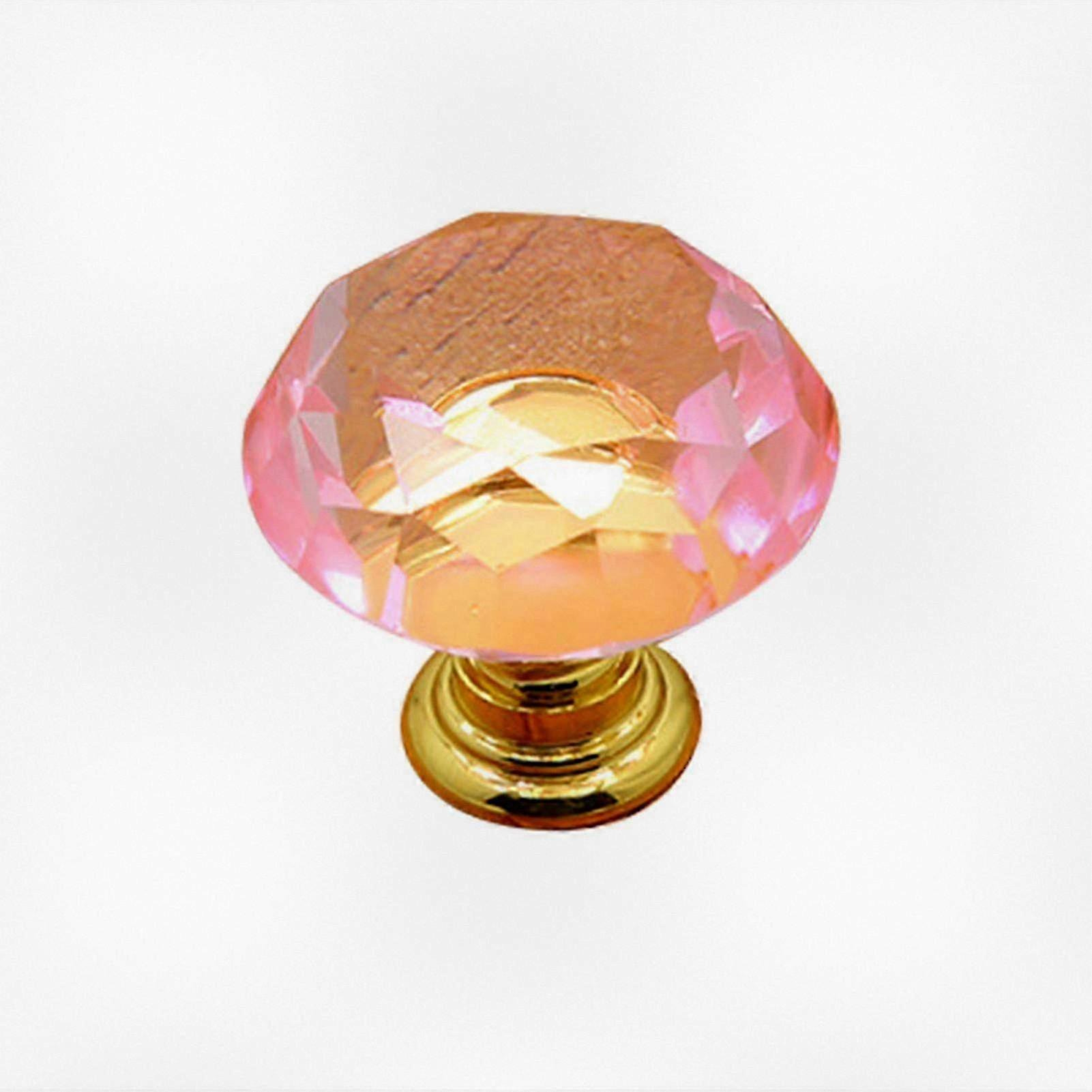 Faux crystal diamond-shaped door knob with multi-layer electroplating zinc alloy 30mm single hole handle for doors and cabinets