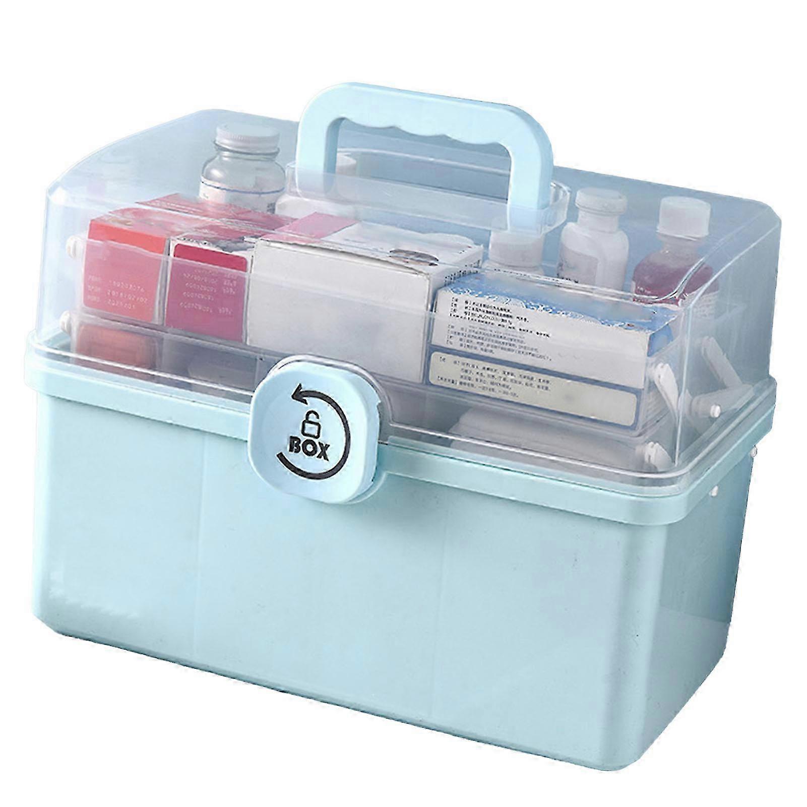 Portable Multi-Layer Medication Organizer Box for Home Use
