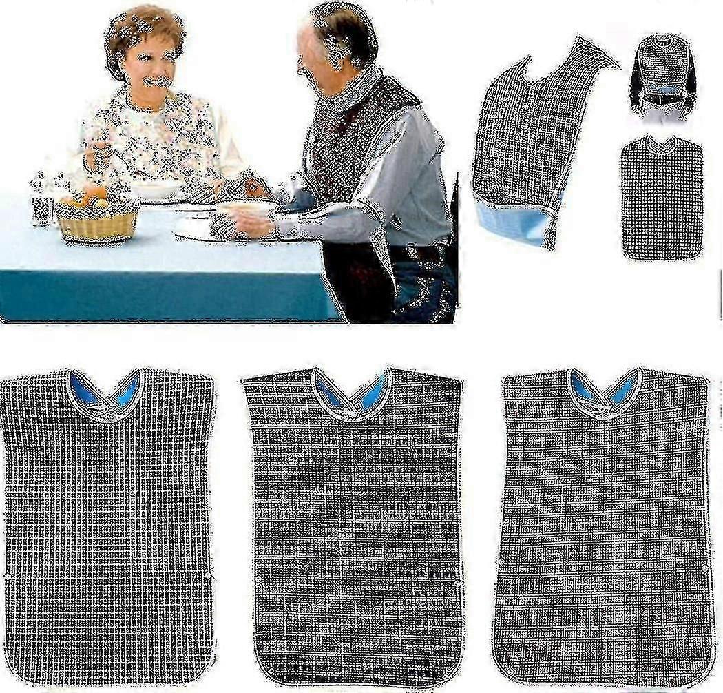 Kırıntı yakalayıcılı 3 paket yetişkin önlükleri - yıkanabilir yetişkin yemek önlüğü, büyük yetişkin cy