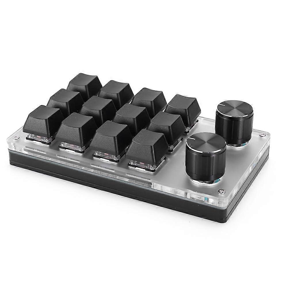 jixopn 12-Key Mechanical Keyboard with Custom Knobs, Compatible with Bluetooth/Wired, Red Switches, Macro Programming for Gamers & Designers