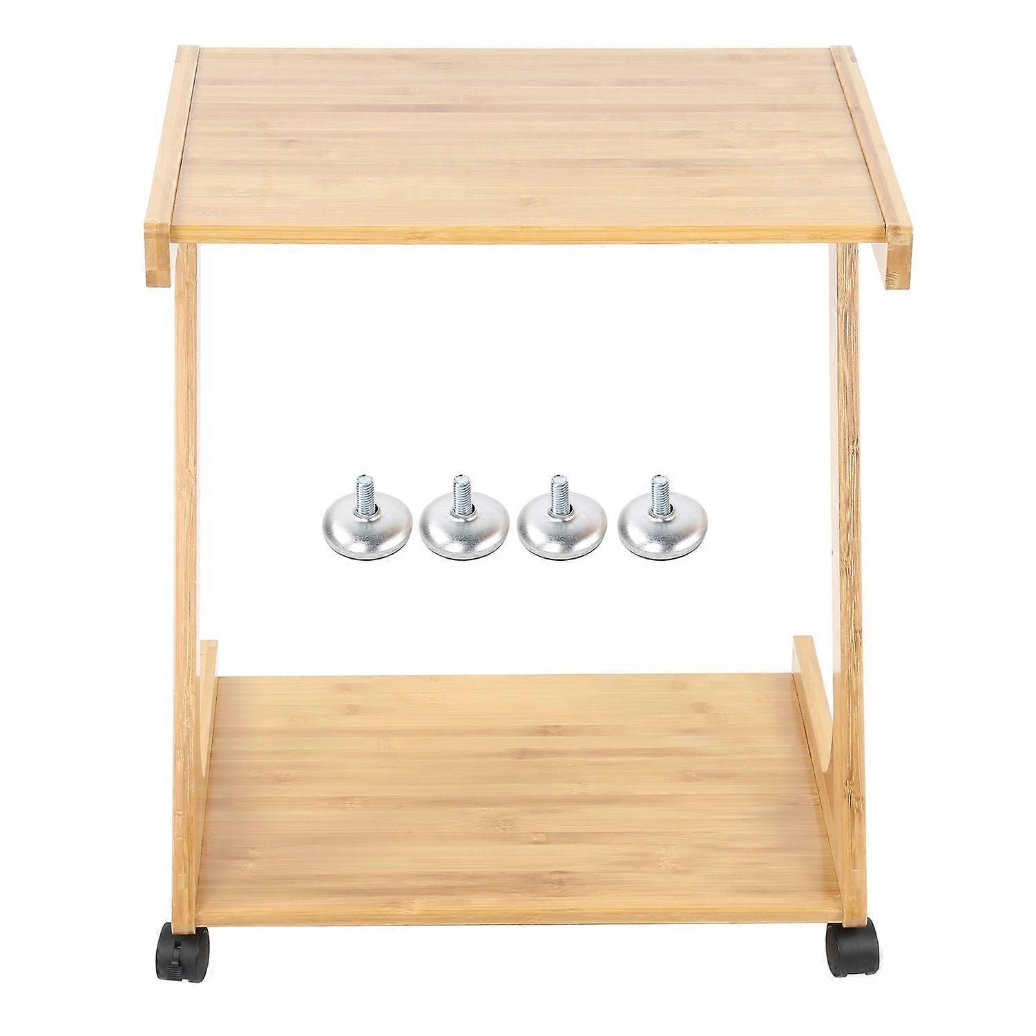 ZShaped Living Room Side Table with Wheel Movable Storage Table for Bedroom Computer