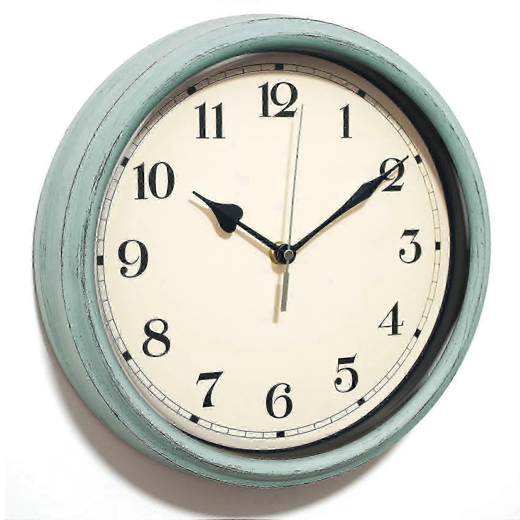 Rustic Wall Clock,11 Inch Country Style Silent Clock(Blue) SZRH