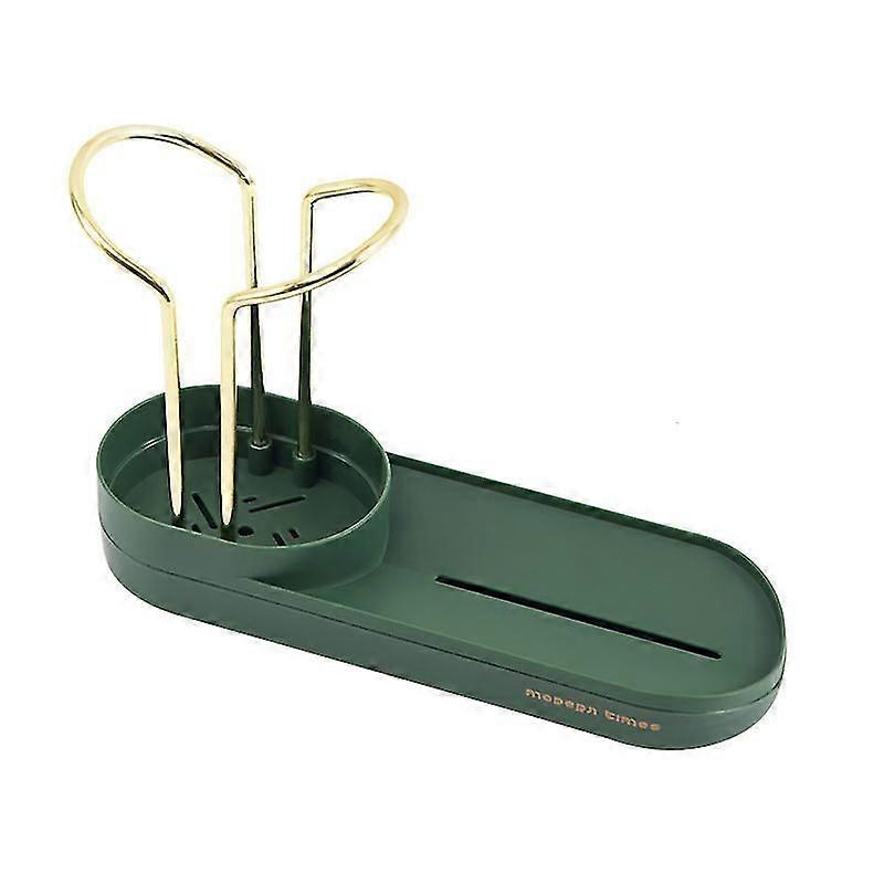 1pc Iron Self Draining Rack Soap And Sponge Draining Rack (green)