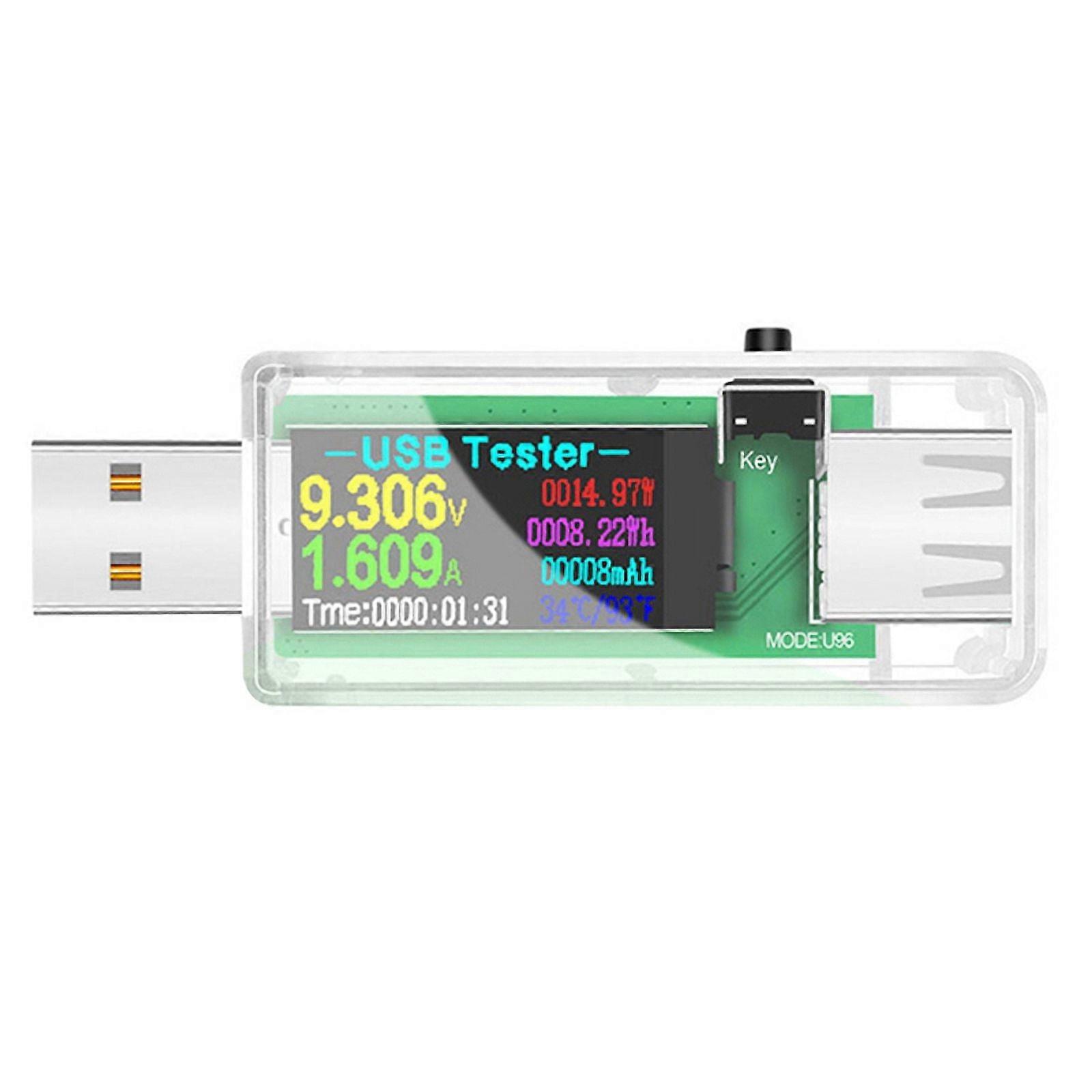 USB Tester DC Digital Voltmeter Ammeter Voltage Ammeter Detector Mobile Power Charger Indicator Transparent