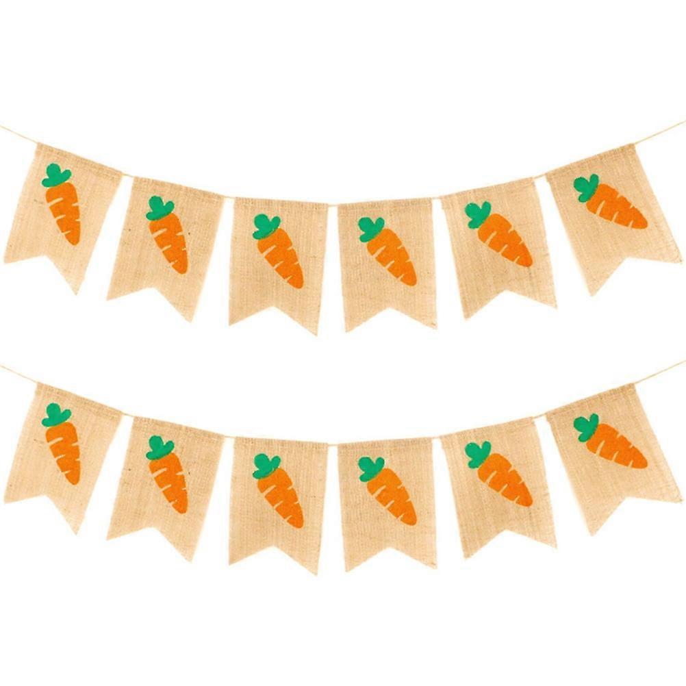 2Pcs Easter Linen Radish Hanging Flag Creative Decorative Pendant Party Supply