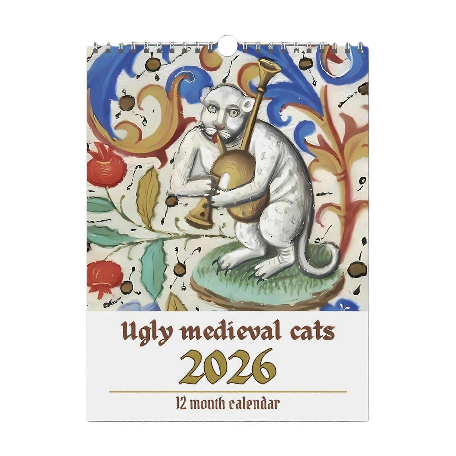 Easy To Read Dates Creative Cartoon Illustration Calendar 2026 Art Wall Calendar with Thick Paper Sheets Colorful Colors Multicolor