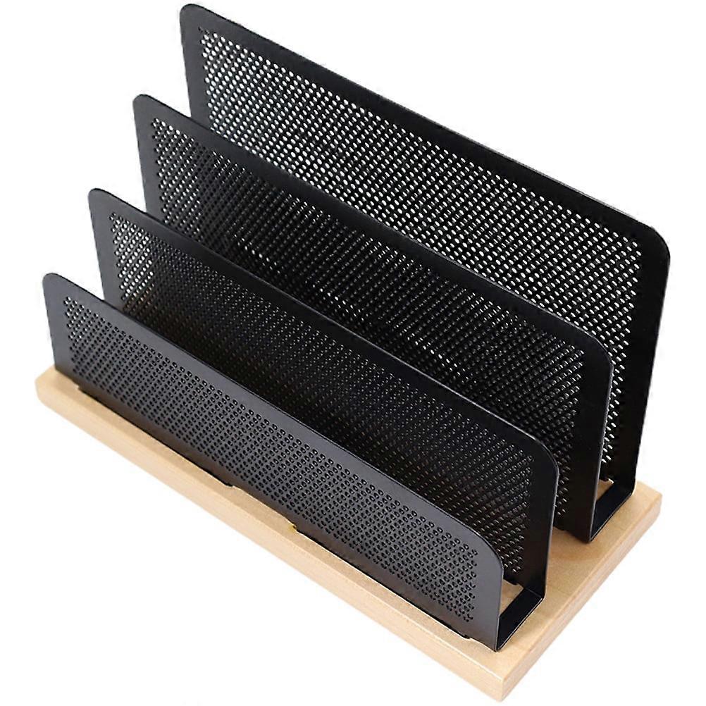 Black Folder File Rack Folders with Pockets Wooden Book Shelves Bookshelf Organizer Office