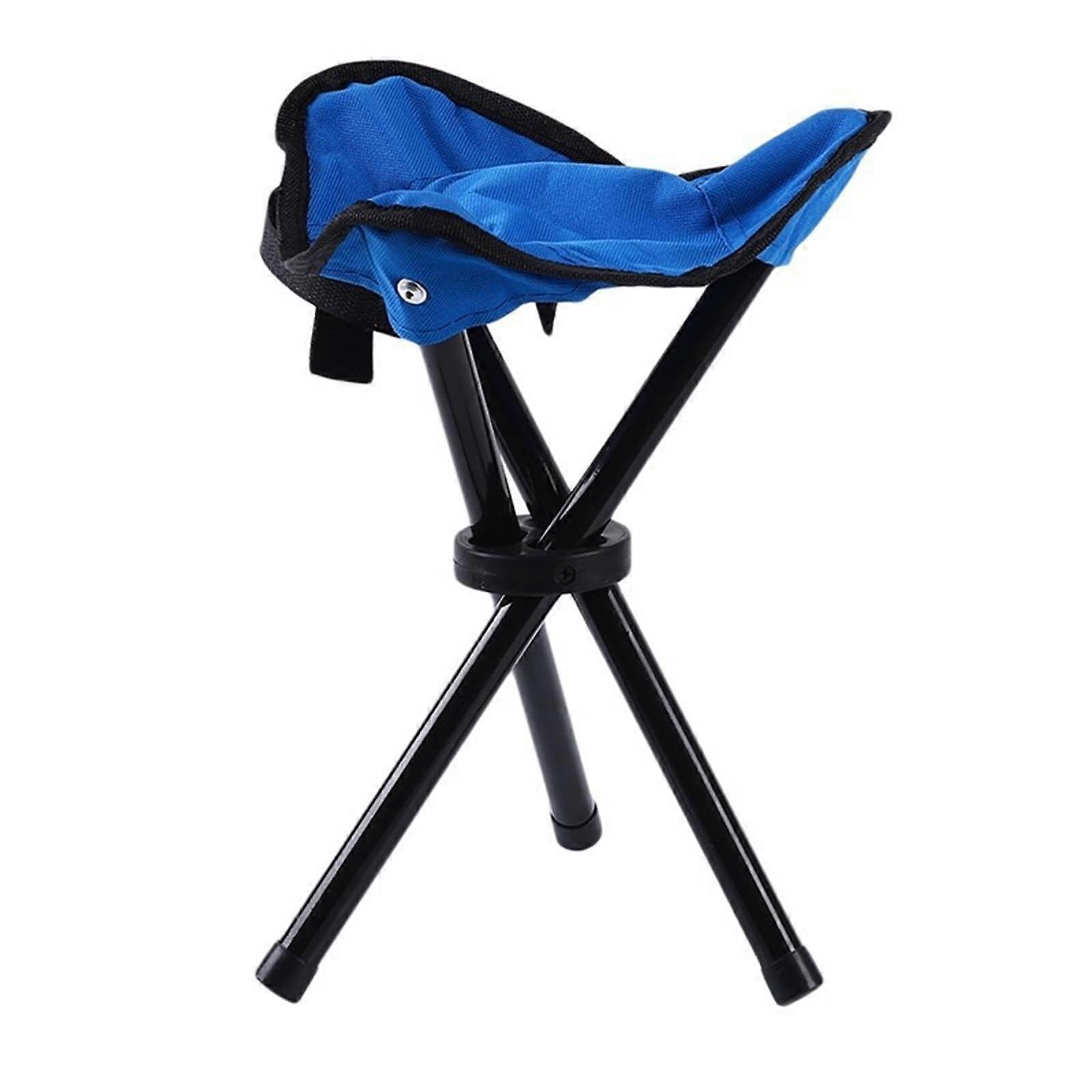 Foldable Tripod Camping Stool 12in Height Portable Chair for Hiking Fishing Beach Picnics Blue
