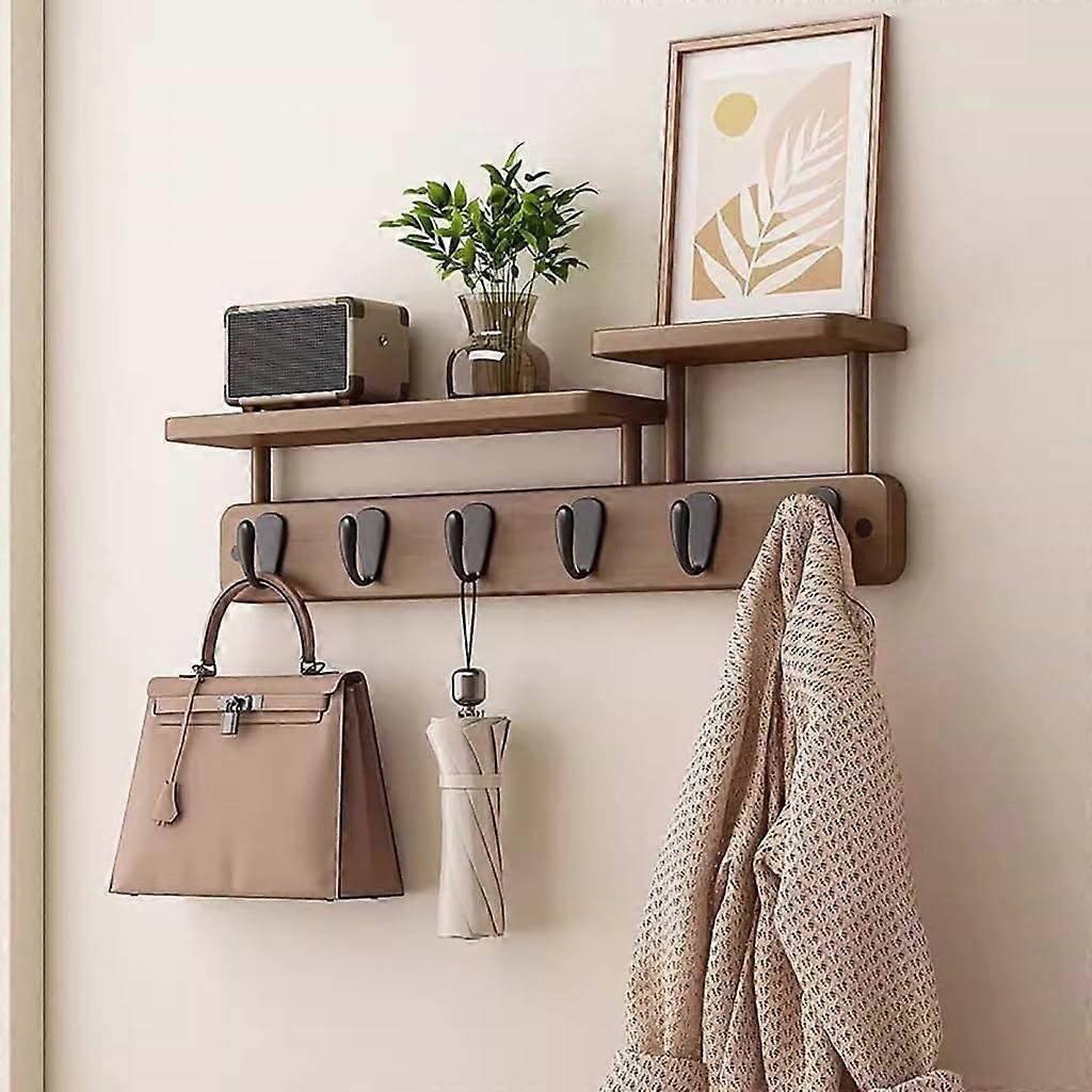 Wall Mounted Clothing Rack With  Shelf, 59cm, Entryway Coat Hanger With Hooks For Clothes, Hats, Keys, Purses, Robes