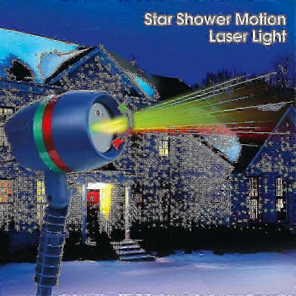 מקרן לייזר תנועתי לחג המולד של מקלחת כוכבים, אורות גינה אדומים וירוקים נעים למסיבה