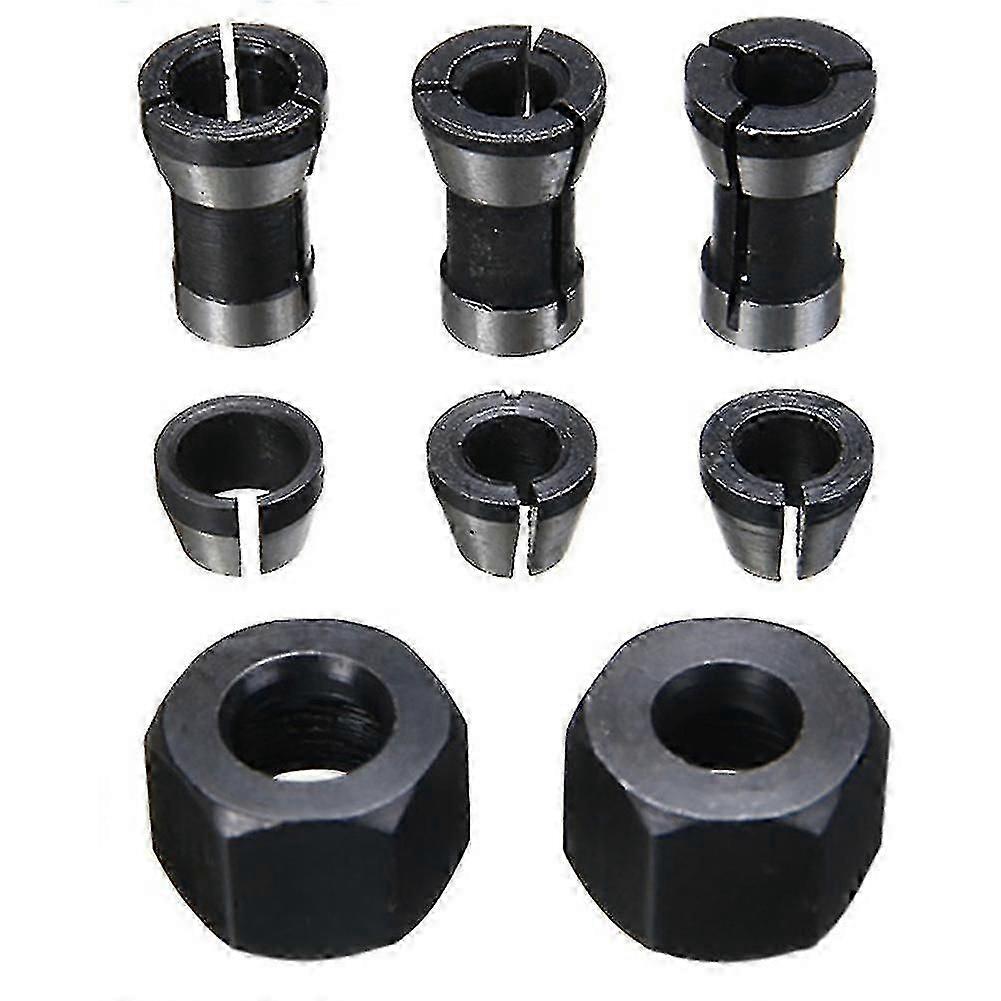 8pcs High Precision Adapter Collet Set 6mm/6.35mm/8mm Collet Chuck Engraving Trimming Machine Route