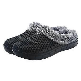 Slip on clog slippers with warm fuzzy lining for comfort