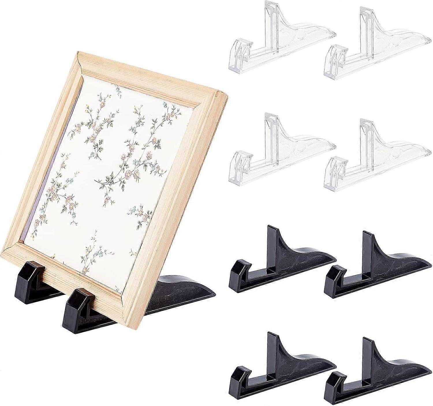 8 Packs Photo Frame Easel Stands 2 Colors Plastic Plate Stands Picture Display Holder for Photo Handmade Plates Art Pieces Certificates