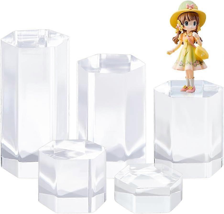 5 Pcs Acrylic Blocks Clear Display Pedestals Display Blocks Tabletop Display Stand Photography Props for Miniature Collectible Jewelry Watch and Decor