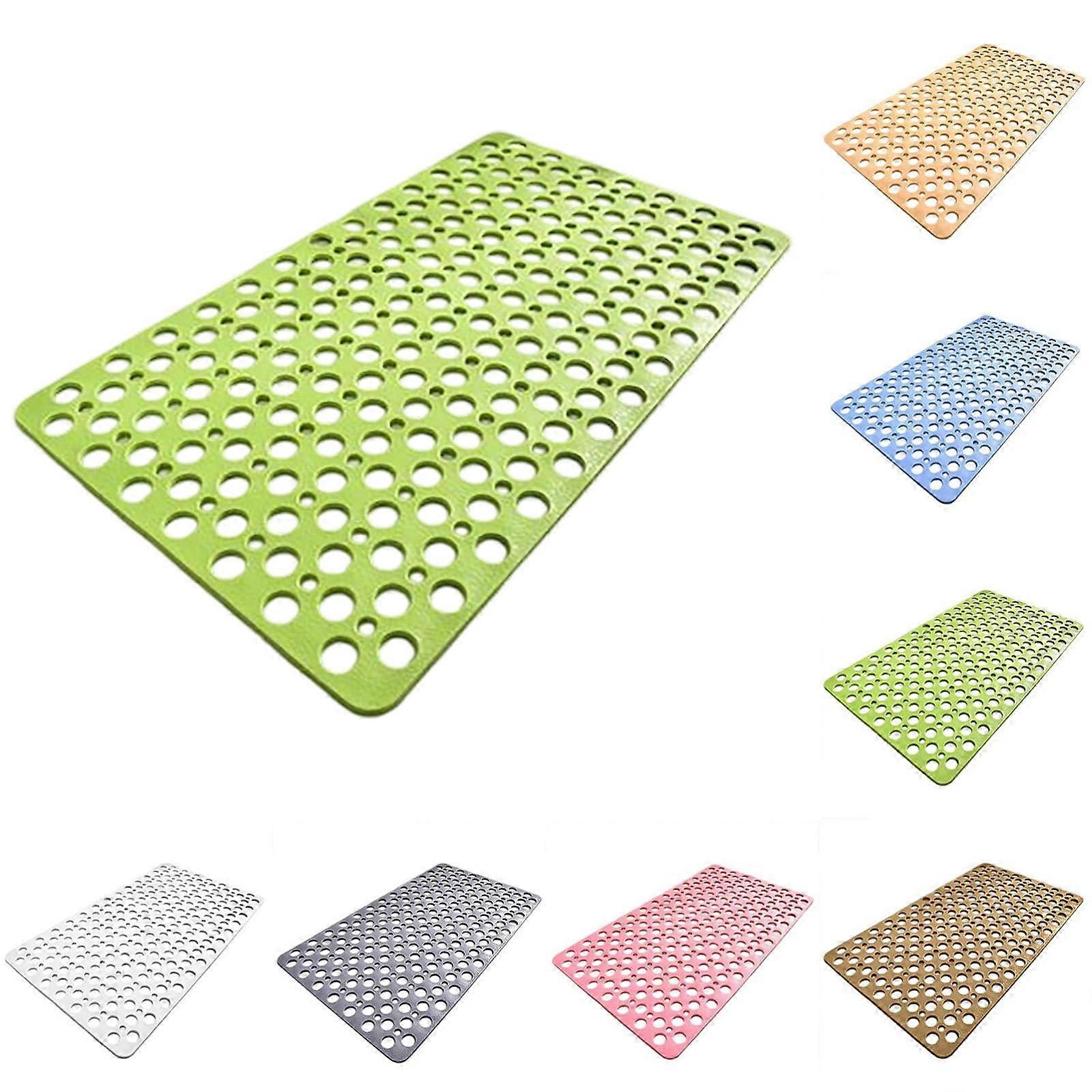 Non Slip Bathtub Shower Mat with Suction Cups, QuickDrying Soft Textured Drain Design, Machine Washable, Green 16.93x29.53