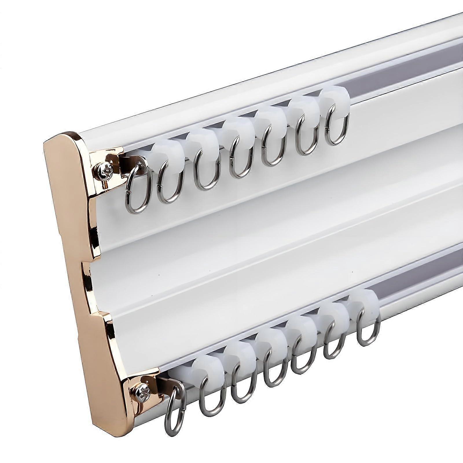 Silent Roller Blind Track 2Layer 3.6m White Gold Finish HeavyDuty Ceiling Mount for Curtains