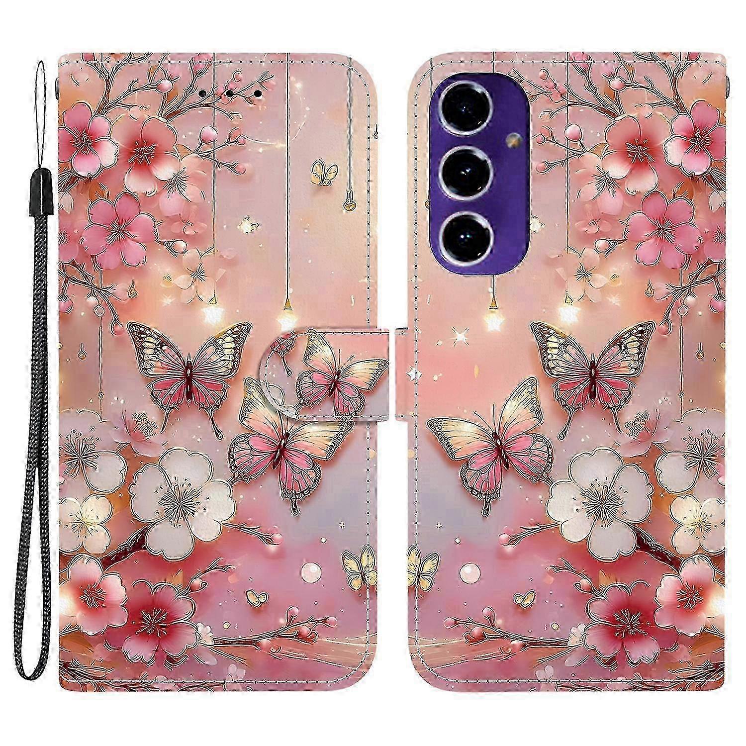 For Samsung Galaxy A16 5G/4G Leather Case Stand Wallet Pattern Printing Phone Cover with Wrist Strap