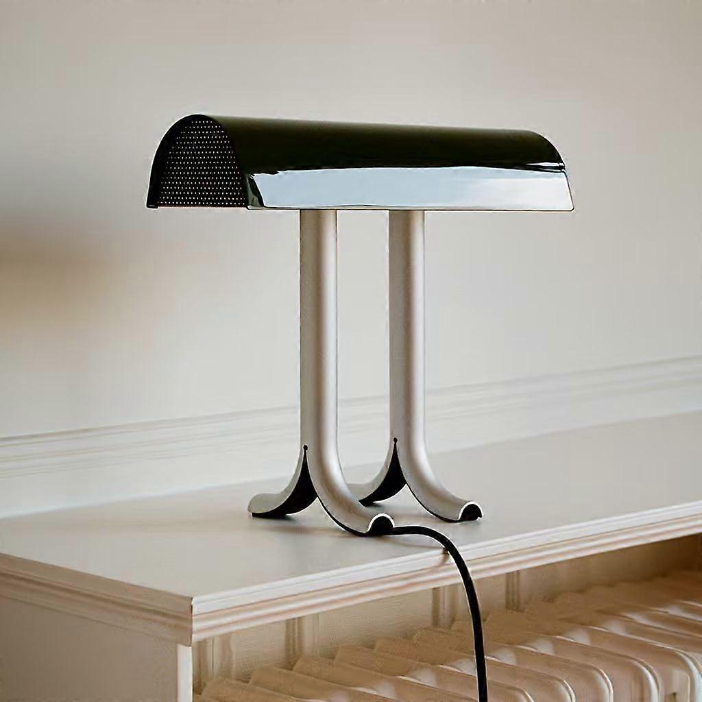 LED Desk Lamp with Adjustable Head, Energy Saving, Black and Silver Contemporary Task Light