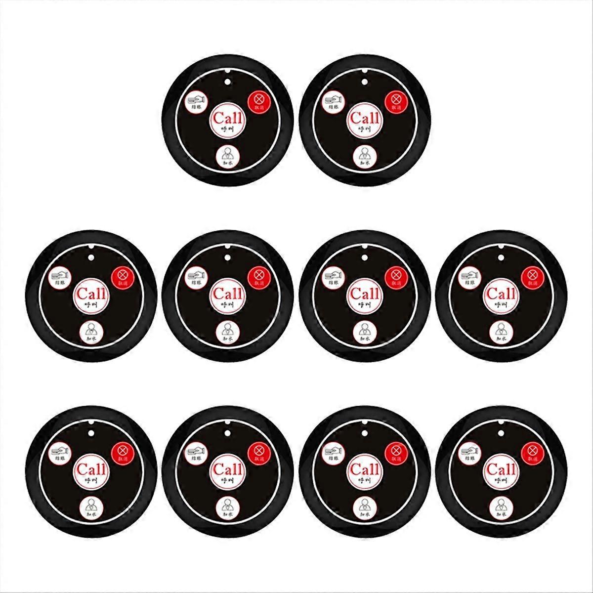 10PCS Call Button Wireless Pager Waiter Calling System Black