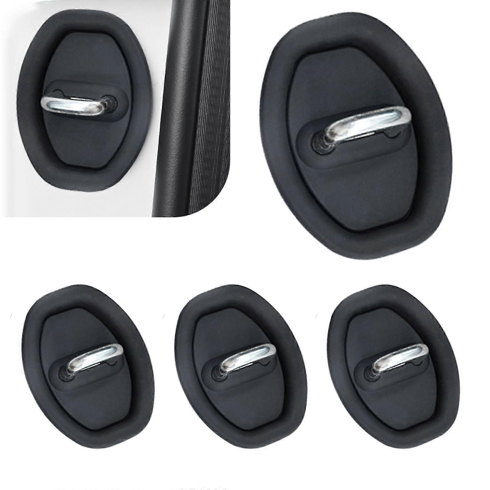 4 PCS Car Door Latch Cover, Universal Silicone Lock Protector, RustProof Noise Reduction, Black