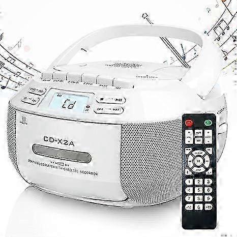 Cd Player Cassette Player Combo With Bluetooth, Am/fm Radio, Stereo Sound With Remote Control, Aux/usb Drive, Tape Recording, Ac/dc Powered, Headphone