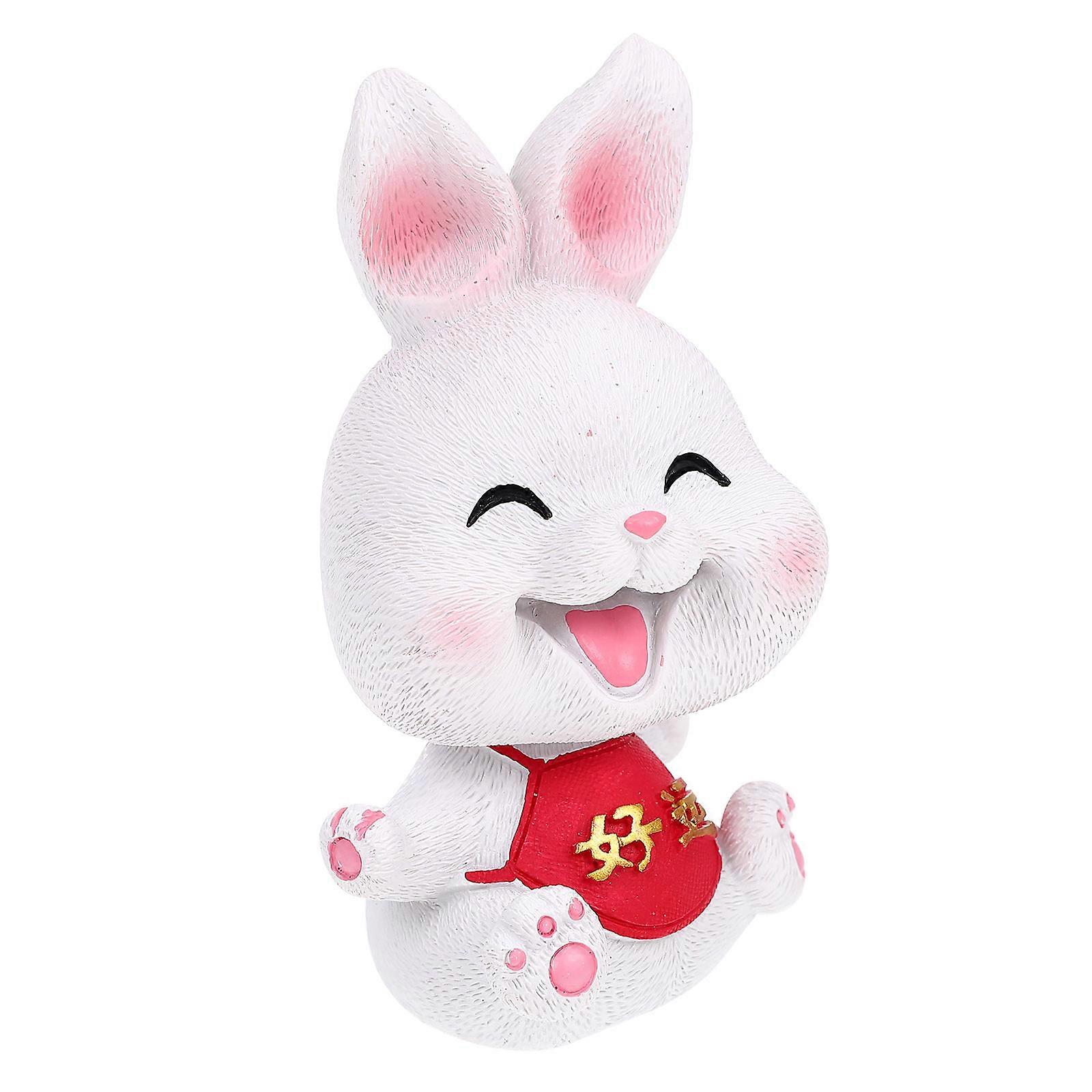 Adorable Resin Craft Rabbit Ornament Lovely Bunny Modeling Desktop Decor