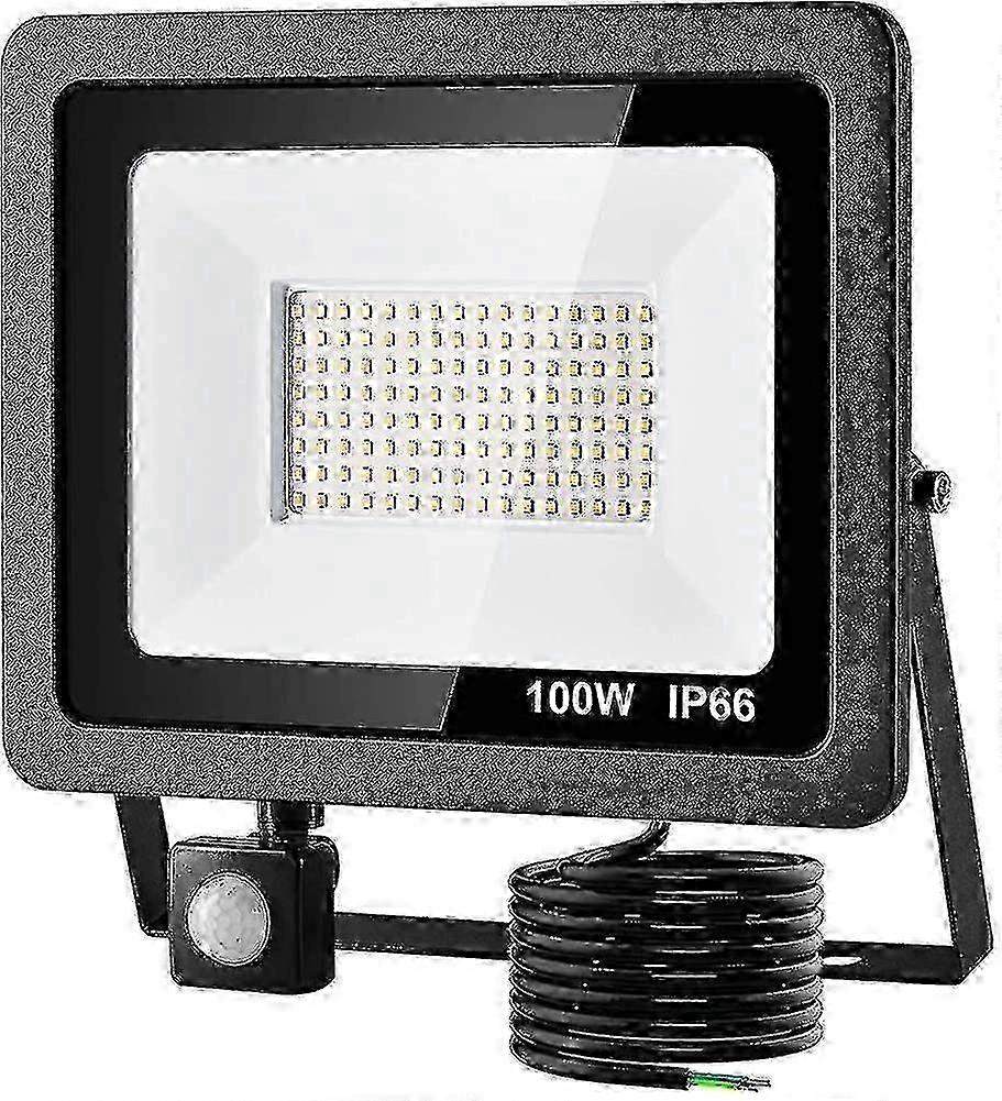 Led Floodlight 100w With Pir Sensor. 8000lm Super Bright Security Lights Outdoor 0.5m