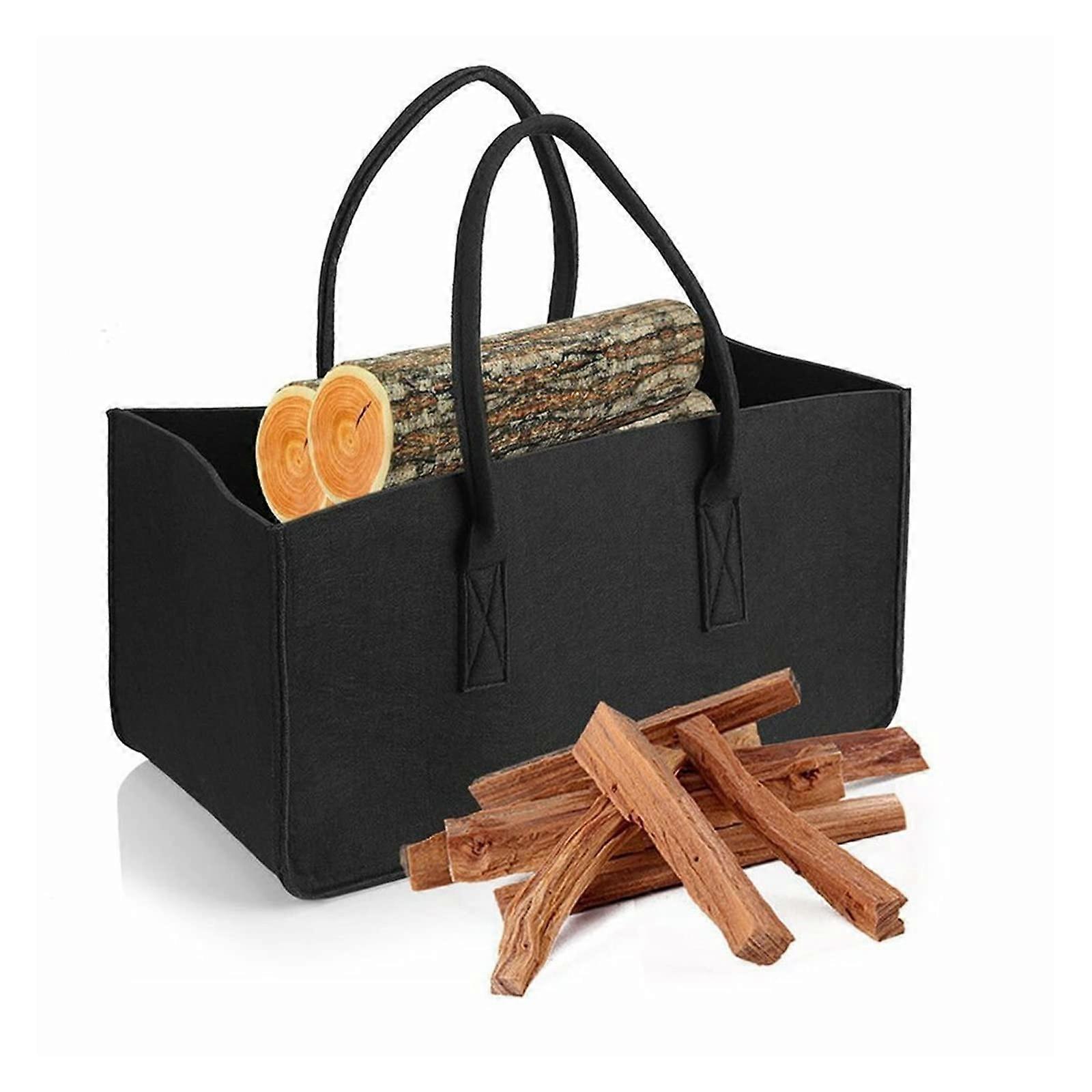 Large Capacity Waterproof Firewood Carrier with Ergonomic Handles – Foldable Felt Log Tote Bag