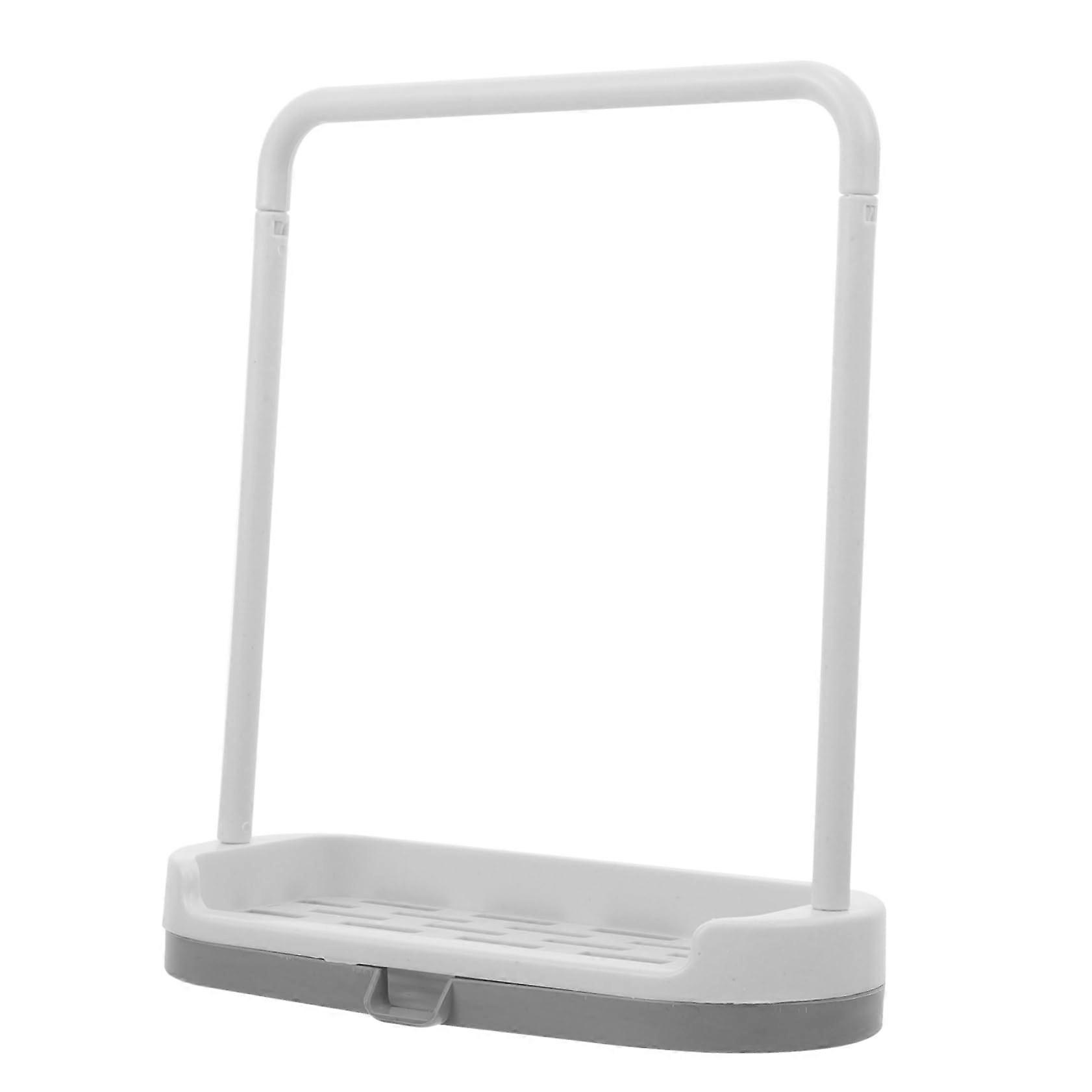 Kitchen Sink Organizer Dish Drying Rack with Stable Base for Towels and Sponge Easy to Clean Grey