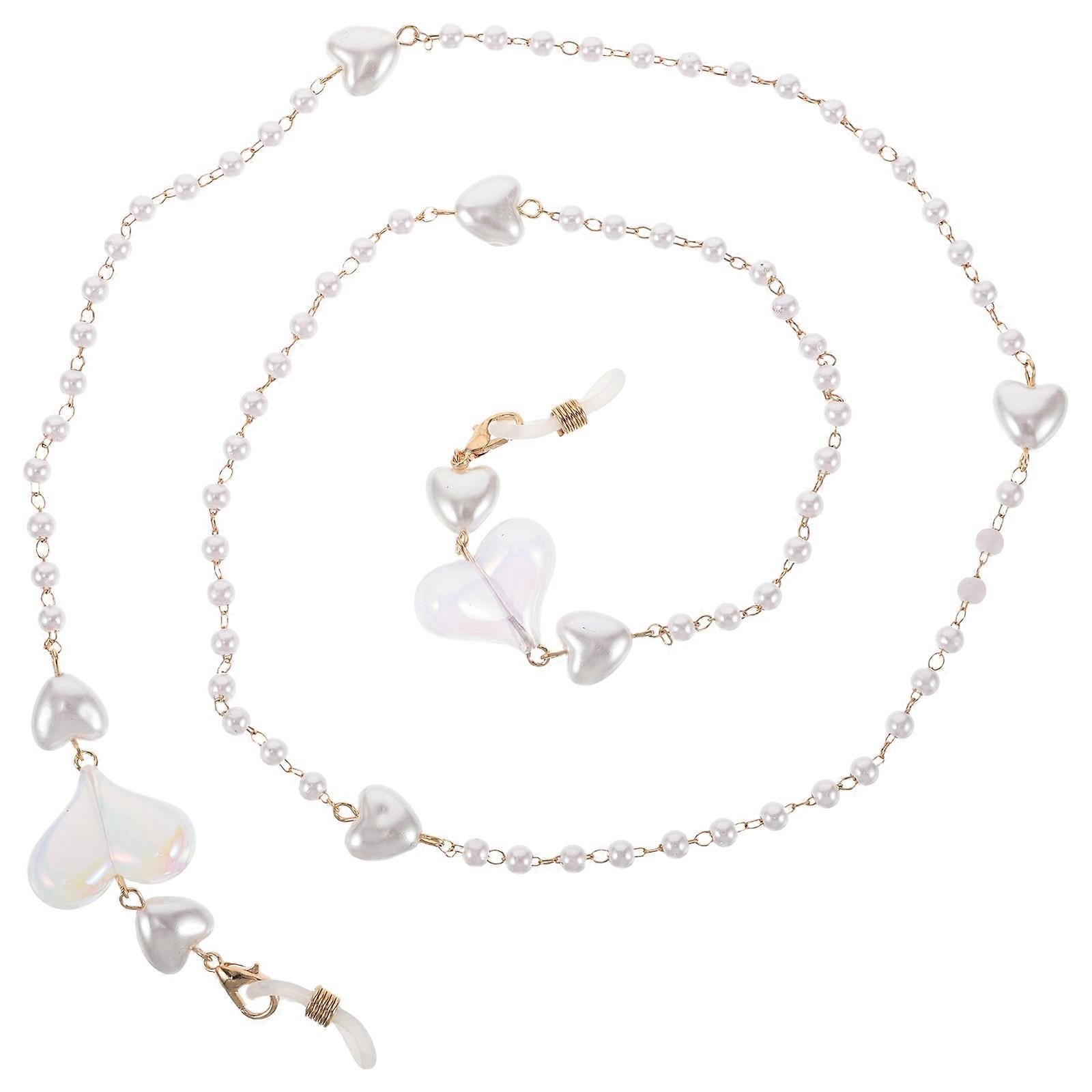 Elegant Heart Mask Lanyard for Glasses Practical Simulation Pearl Chain