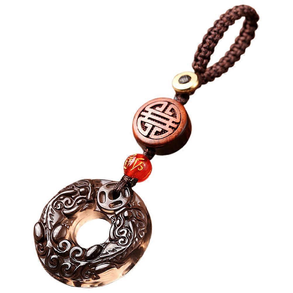 Obsidian Car Key Pendant Pi Yao Amulet for Decoration