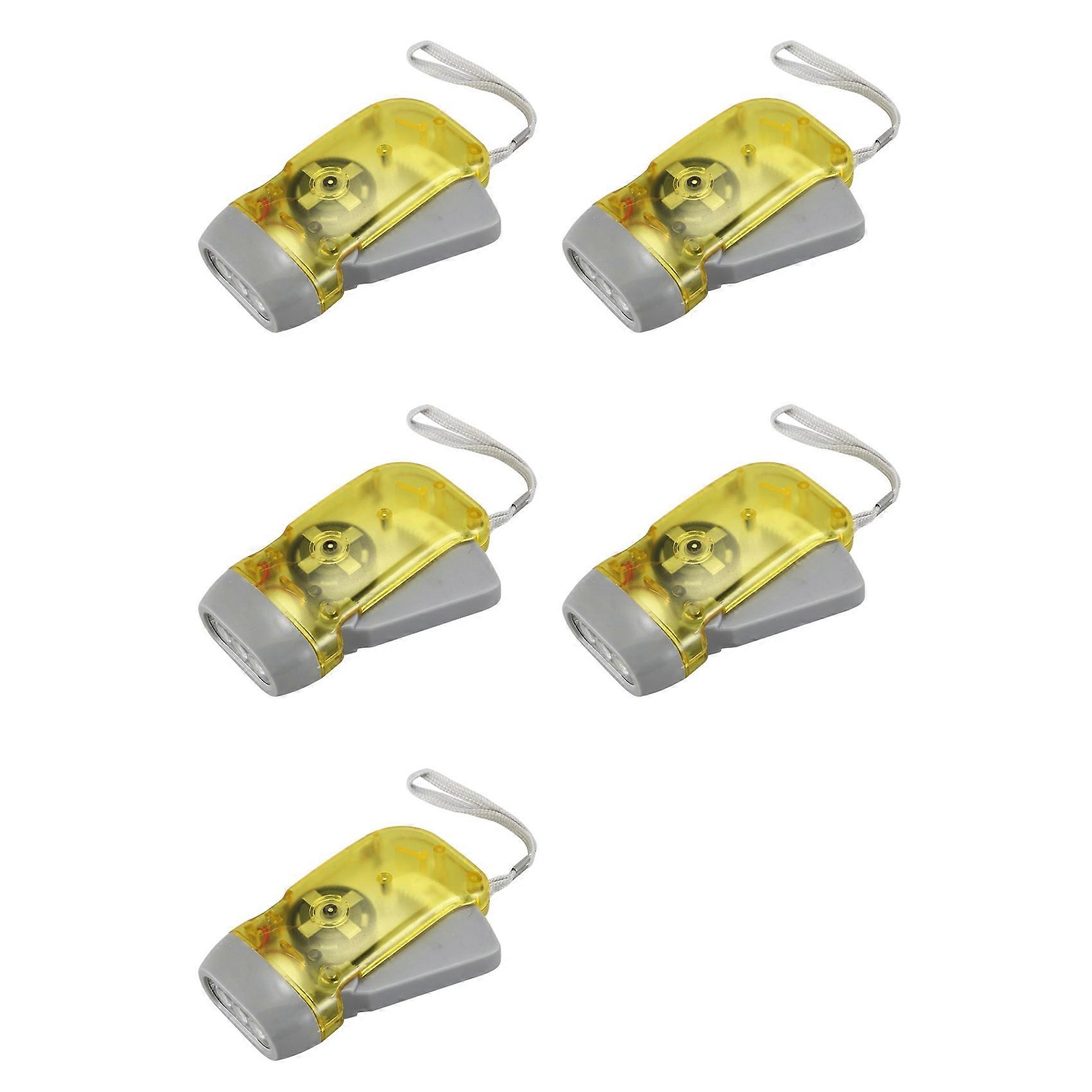 5X 3 LED Dynamo Wind Up Flashlight Torch Light Hand Press Crank NR Camping