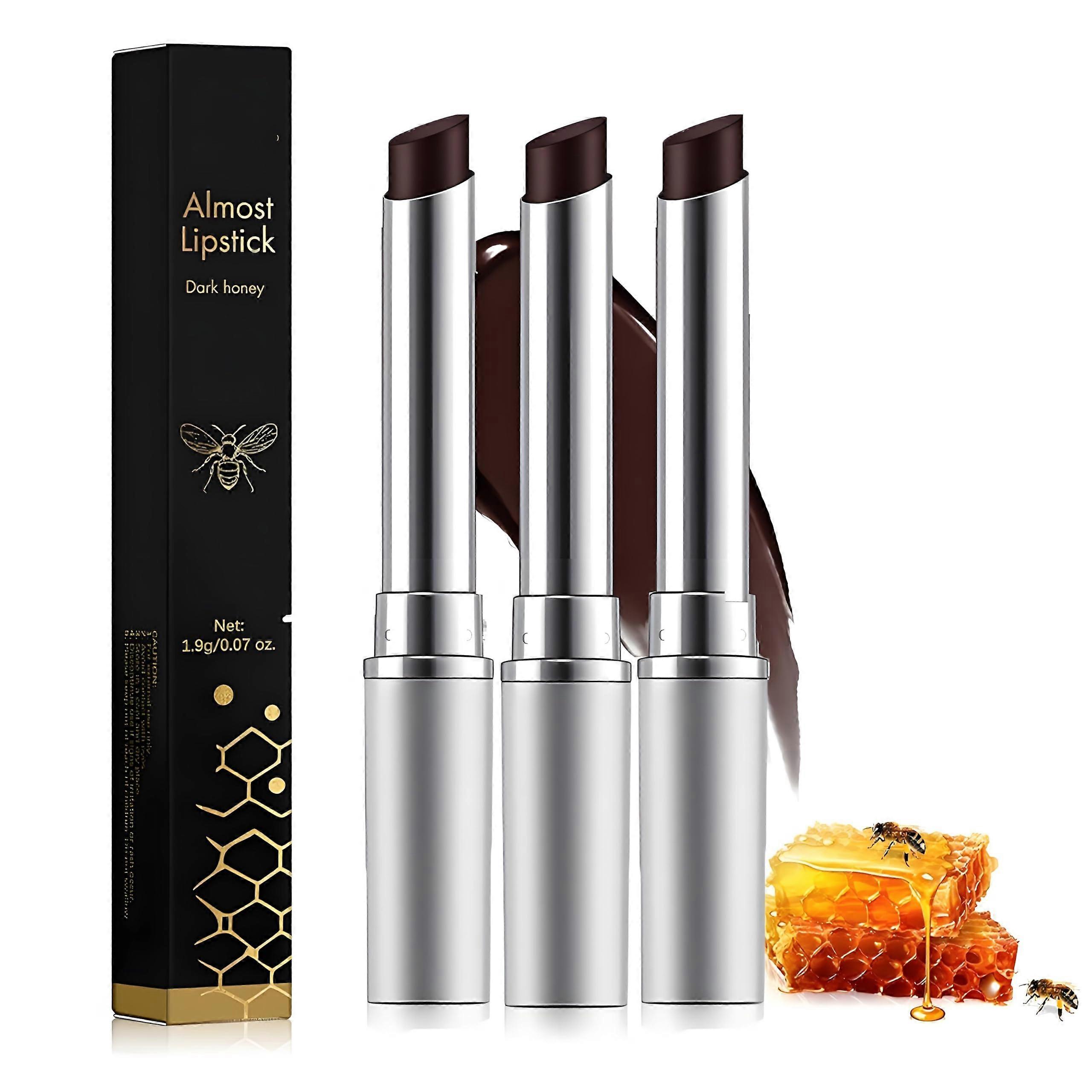 3Pcs Honey Lip Balm and Moisturizing Lipstick with Black Cherry Tint, Deep Hydration for Dry Lips