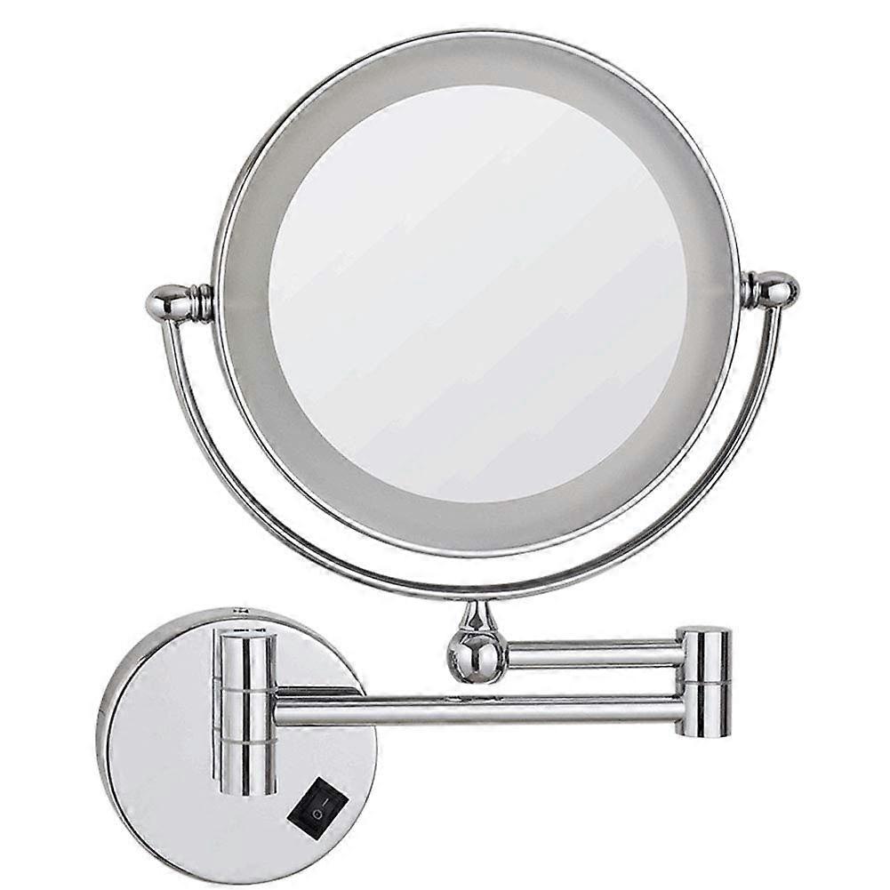 Wall Mounted Makeup Mirror with LED Lights, 3X Magnification, 8 Inch TwoSided 360° Swivel, USB Powered Extendable Arm
