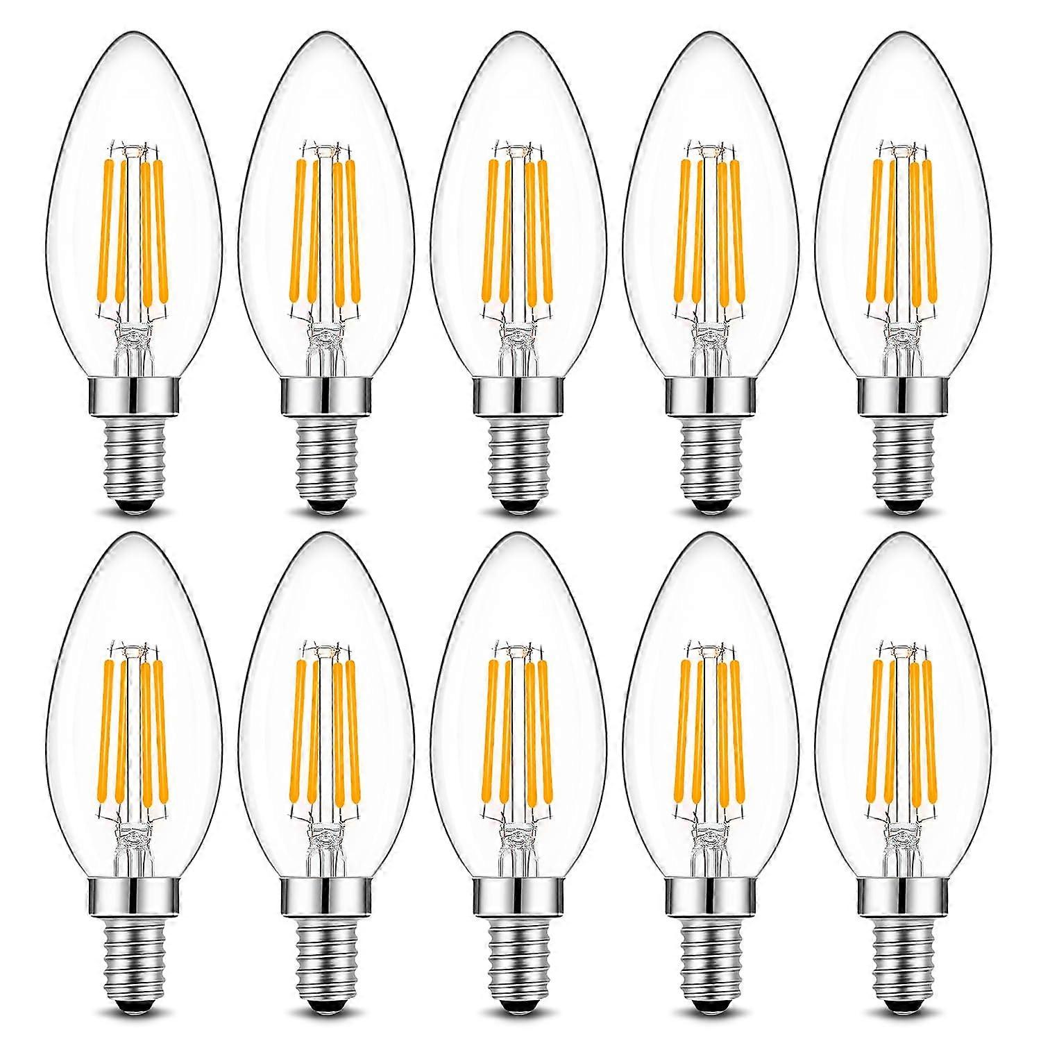 LED Candelabra Bulbs E12 B11 Dimmable 40W Eq 5000K Daylight White Filament for Chandeliers 10 Pack