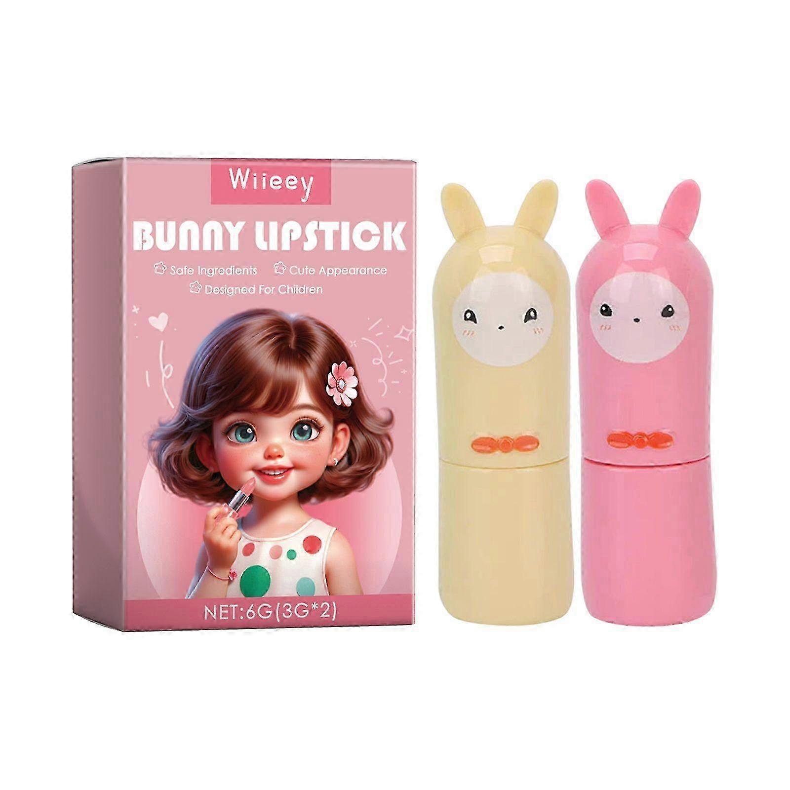 Kids Safe Bunny Lipstick - Fun, Easy Clean, Imaginative Play Makeup Gift