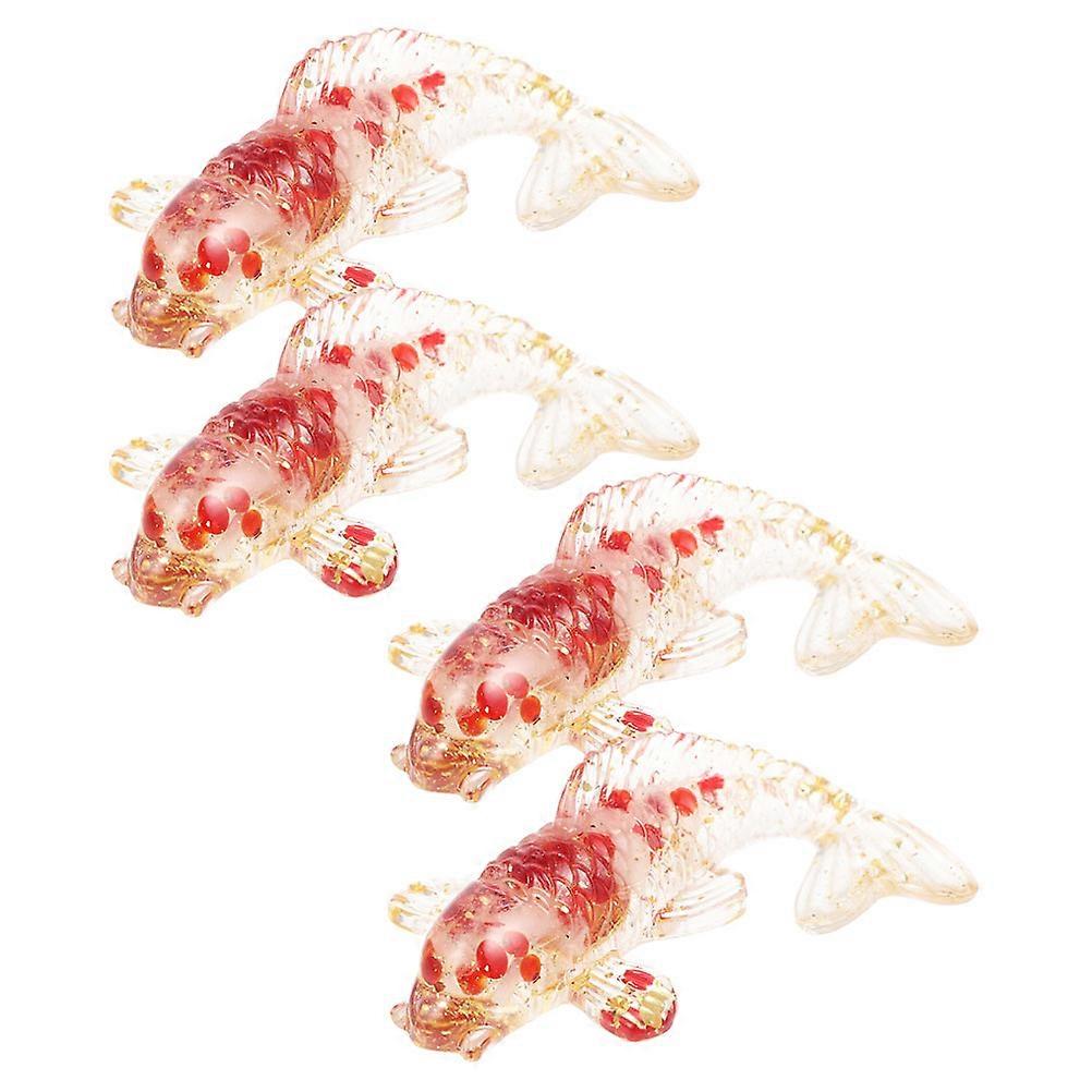 Crystal Fish Statue Fish Figurine for Decor 4Pcs Resin Material