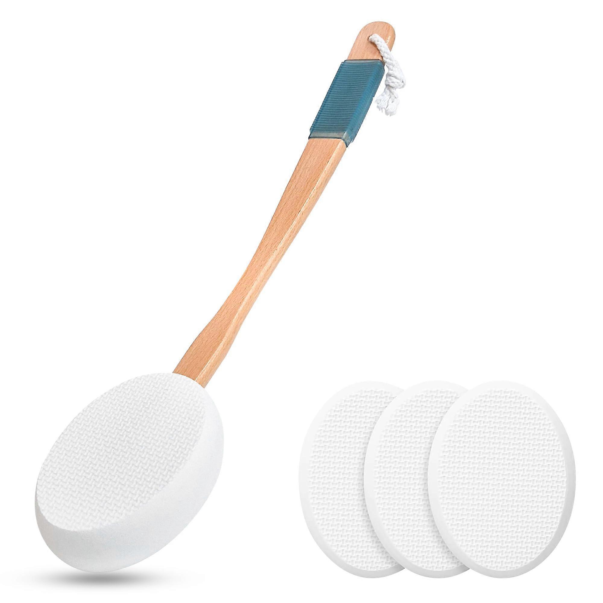 Self Tanner Applicator with Long Handle and 4 Reusable Pads for Smooth Even Back Lotion Application