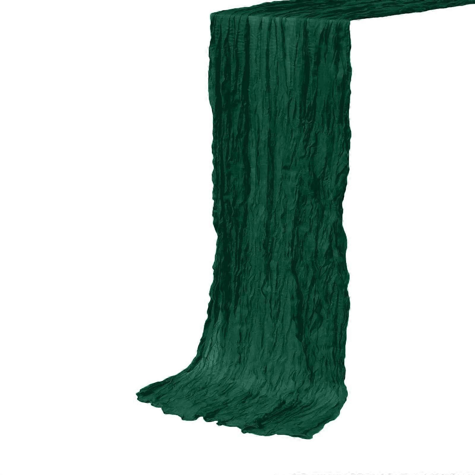 Emerald Green Cheesecloth Table Runner 10ft, Rustic Textured Gauze for Boho Wedding and Events