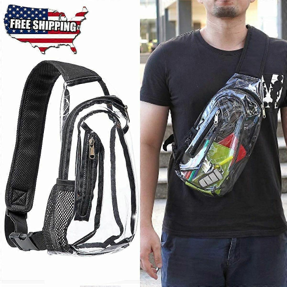 Adjustable Clear PVC Sling Bag Transparent Stadium Shoulder Crossbody Backpack