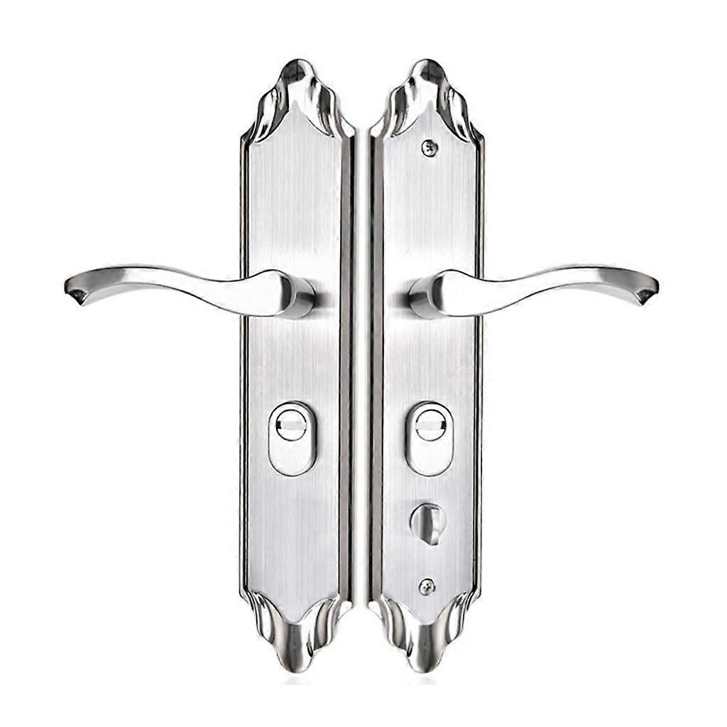 Interior Door Lock Stainless Steel White Lever Handle Lockset for Bedroom and Bathroom Secure