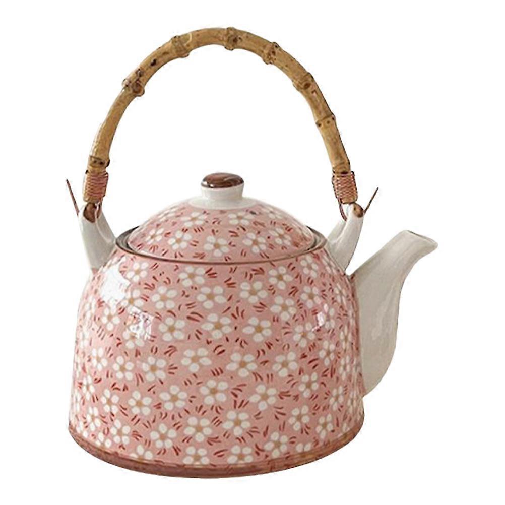 Pink Vintage Ceramic Tea Kettle for Kitchen Use and Tea Brewing