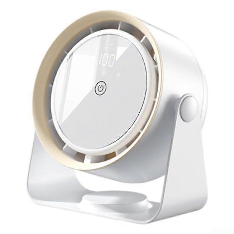 Leafless USB Rechargeable Fan with Power Display for Safe Indoor Cooling (White)