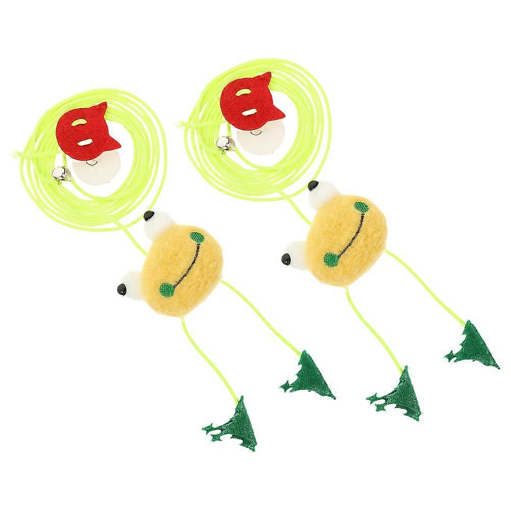 Plush Cat Hanging Toy for Pet 2Pcs Elastic Kitten Teasing Teaser