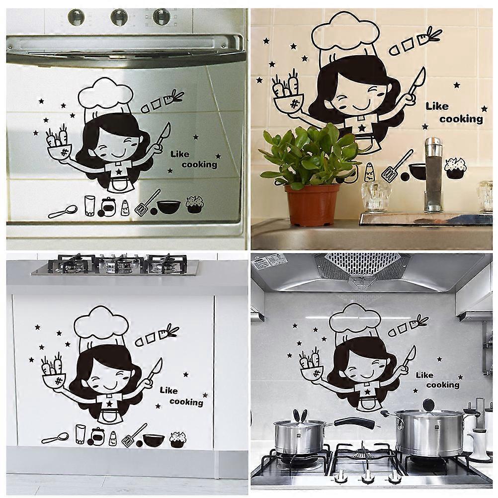 Kitchen Wall Sticker Lovely Chef Design for 3Pcs Wall Decal Decor