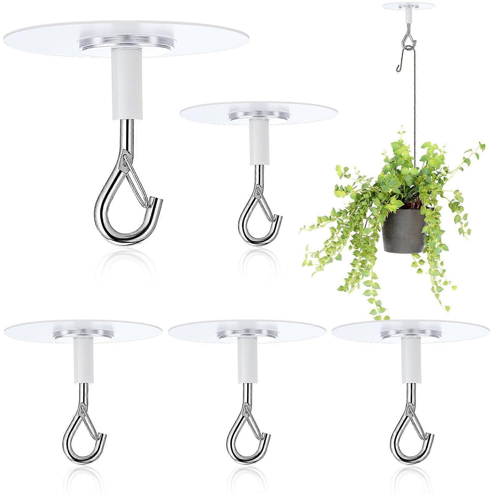 Adhesive Ceiling Hooks NoDrill Windproof Enclosed 5Pack for Plants Decorations Indoor Outdoor