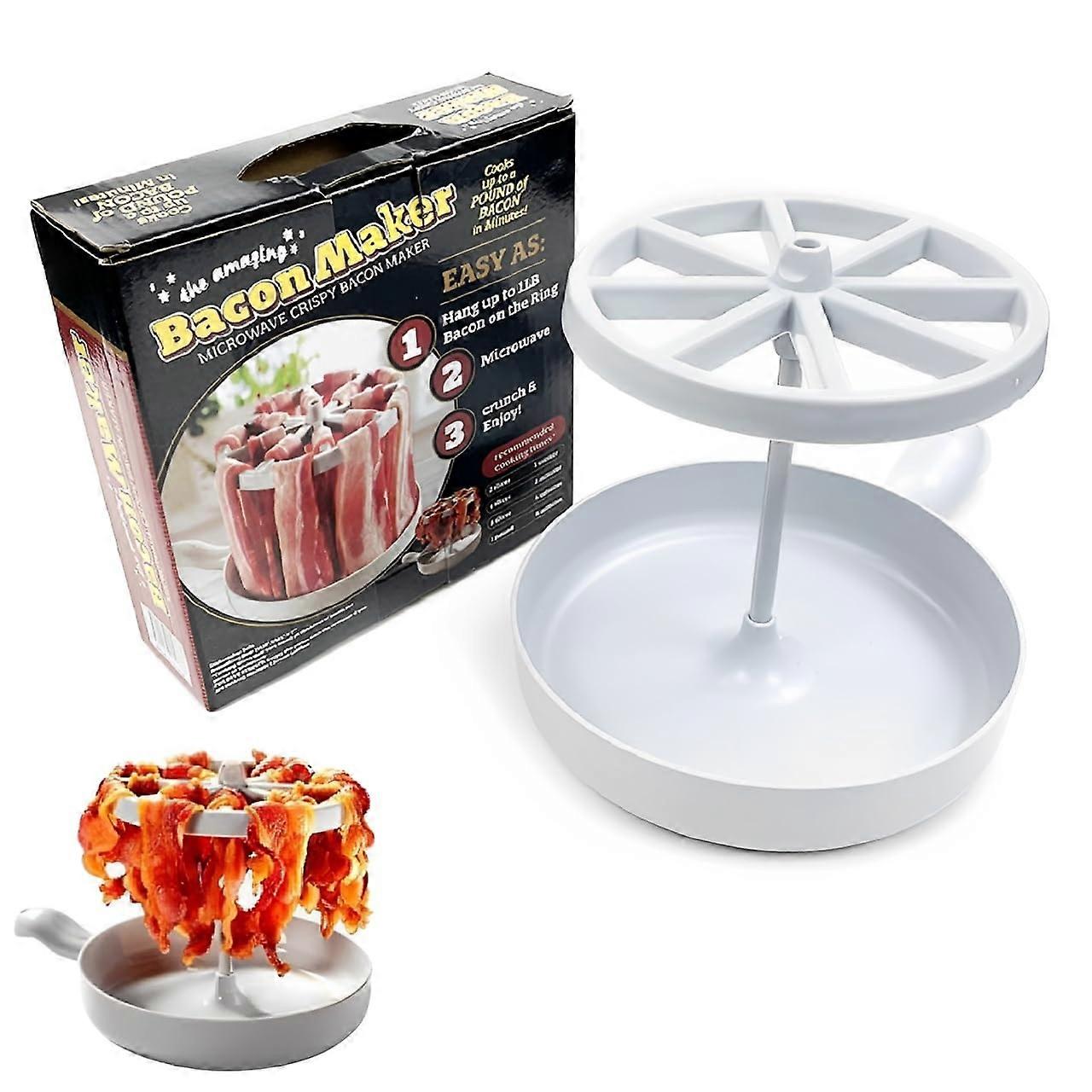 Microwave Bacon Cooker Tray  Fast Crispy Bacon, Reusable Rack, Dishwasher Safe Grill