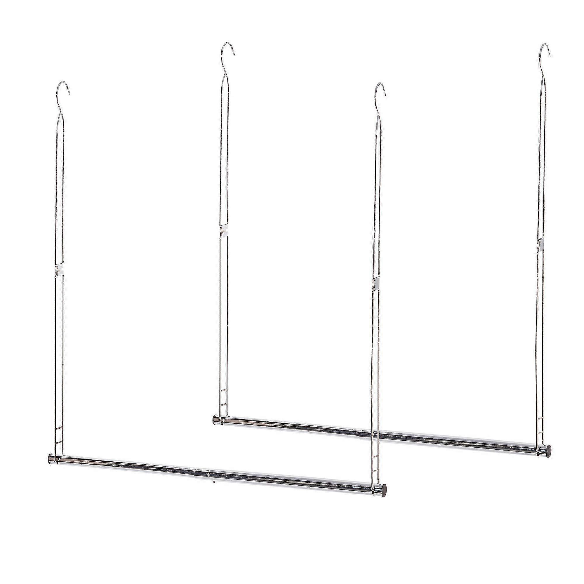 2026 2 Pack Adjustable Width and Height Chrome Hanging Closet Rod Space-Saving Closet Extender Double